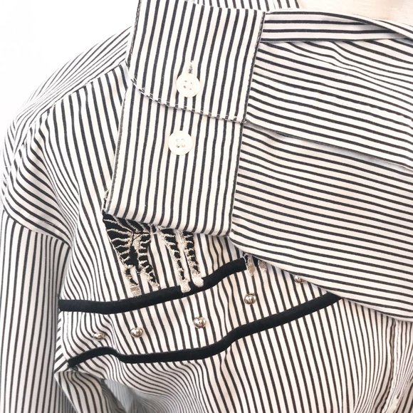 Vintage 80s M w Zebras! Striped Button Down Shirt - Picture 5 of 11